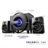 金河田（Golden field） Q8電腦音響多媒體藍(lán)牙音箱電腦家用臺式筆記本家用低音炮重低音 黑色藍(lán)牙版