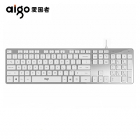 愛(ài)國(guó)者(aigo)V500有線(xiàn)鍵盤(pán) 靜音 105鍵PC麥拉面板筆記本電腦一體機(jī)通用鍵盤(pán) 皓月銀
