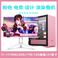 【i7-11700K整機(jī)】酷睿i7-11700K/32G內(nèi)存/1TB固態(tài)/12G獨(dú)顯/27寸顯示器 粉色電競(jìng)設(shè)計(jì)游戲整機(jī)