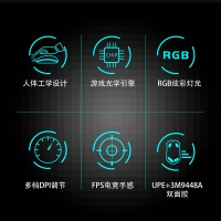 愛國心 GM903 8DRGB幻彩 黑色 電競游戲鼠標有線鼠標7200dpi