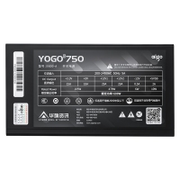 愛國者（aigo) YOGO750 直出線【額定600W】 黑色 電腦開關電源 品質(zhì)電容/寬幅設計/不虛標