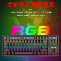 愛國(guó)心 GK800 黑色/青軸 有線游戲機(jī)械鍵盤 RGB背光 可拆卸上蓋 87鍵 電腦筆記本辦公
