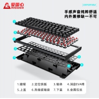 愛國(guó)心 GK84 黑色青軸 有線無線三模2.4G藍(lán)牙機(jī)械鍵盤熱插拔軸體 RGB幻彩燈光客制化機(jī)械鍵盤84鍵PBT鍵帽