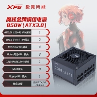 威剛（ADATA）XPG魔核II 850W 黑【ATX3.0】電源金牌全模組全日系電容臺(tái)式電腦主機(jī)游戲電競(jìng)白金效能智能溫控