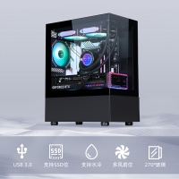 游戲風暴 星空mini 黑 M-ATX海景房機箱臺式機 雙面玻璃/無立柱/240水冷位