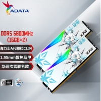 威剛龍耀DWROG DWROG RGB 吹雪 32G-6800(16GX2)燈條（釉白）DDR5