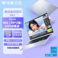 華碩無畏15 酷睿i5-12500H/高清護眼屏/銀 16G內(nèi)存 512G高速固態(tài)硬盤 15.6英寸大屏高性能商學(xué)生務(wù)辦公筆記本