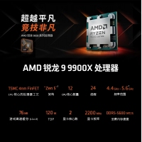 【銳龍R9 9900X游戲電競】銳龍R9-9900X/華碩X870/64G/2TB固態(tài)/RX7900XTX電競游戲主機