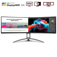 AOC 愛攻49寸 AG493QCX 顯示器4K HDR400 曲面帶魚屏 電競游戲炒股大屏幕內(nèi)置音響 顯示器